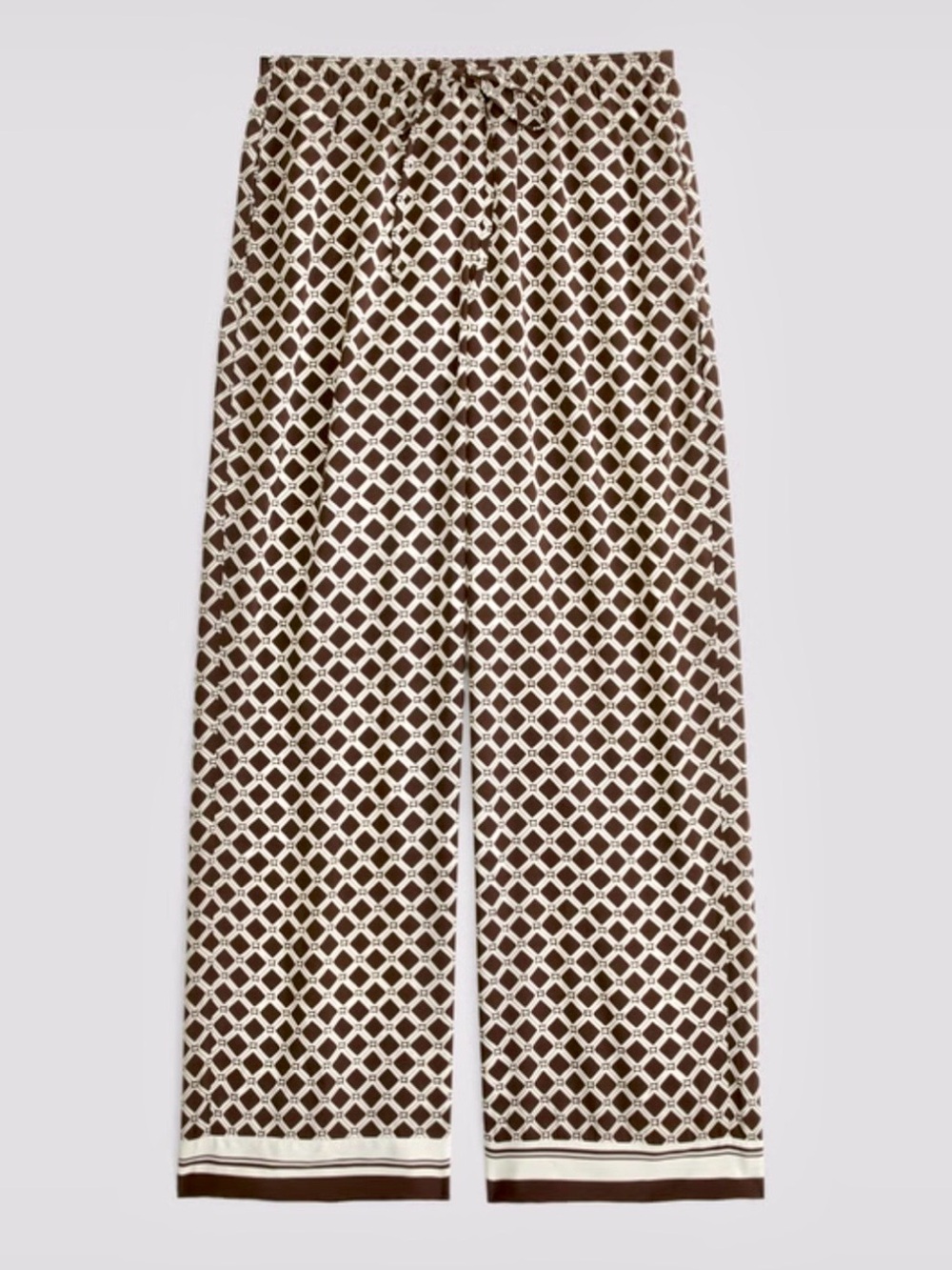 NWT Abercrombie & Fitch Wide Leg Pull-on Pants Brown Ivory sz L - Picture 5 of 14